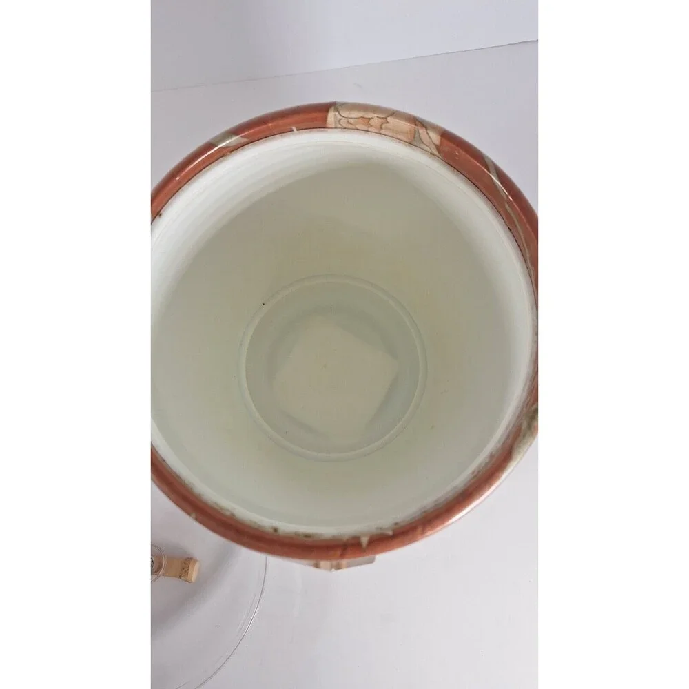 Vintage Chinoiserie Palm Beach Ice Bucket With Plastic And Bamboo Handle‎ W/ Lid